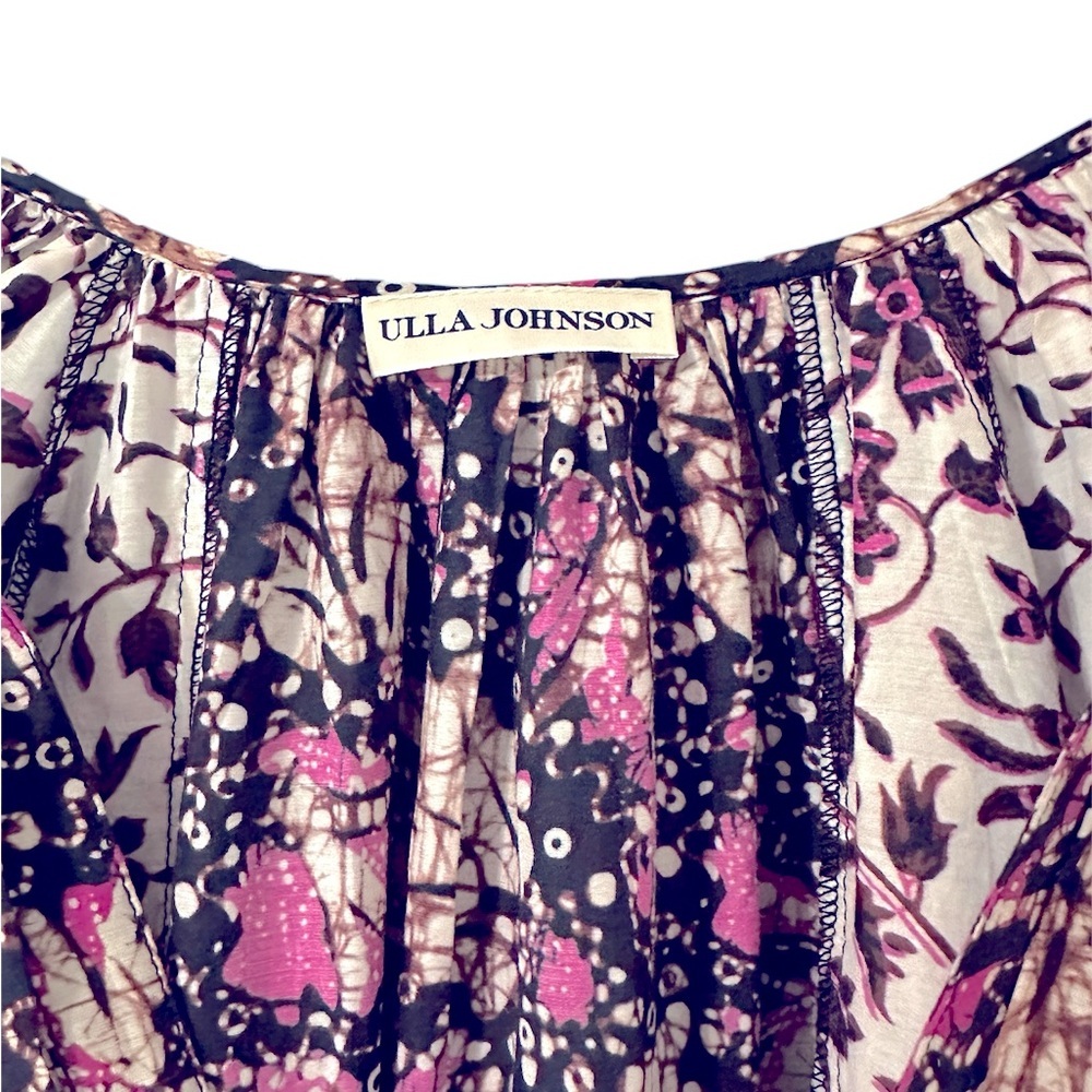 Ulla Johnson Mixed Floral Midi Dress in Pink and Purple - Picture 2 of 6